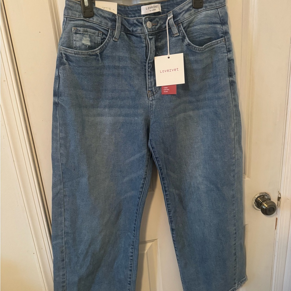 Lovervet Women's Classic Blue Wide Leg Crop Jeans